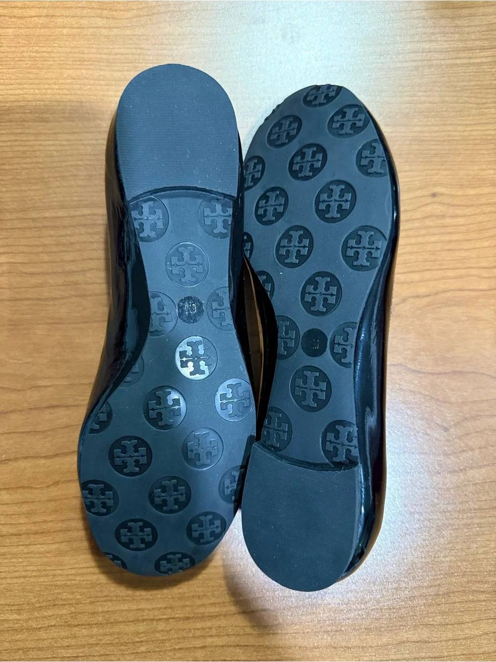 Tory Burch Black Patent Leather Logo Ballet Flats